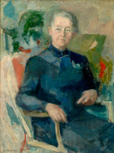 Kristine Bonnevie (1872-1948) malt av Agnes Hiorth (1899-1984). Maleriet er i Universitetet i Oslos eie.